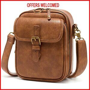 Vegan Leather Crossbody Bag with Anti-Theft Features & Card Slots